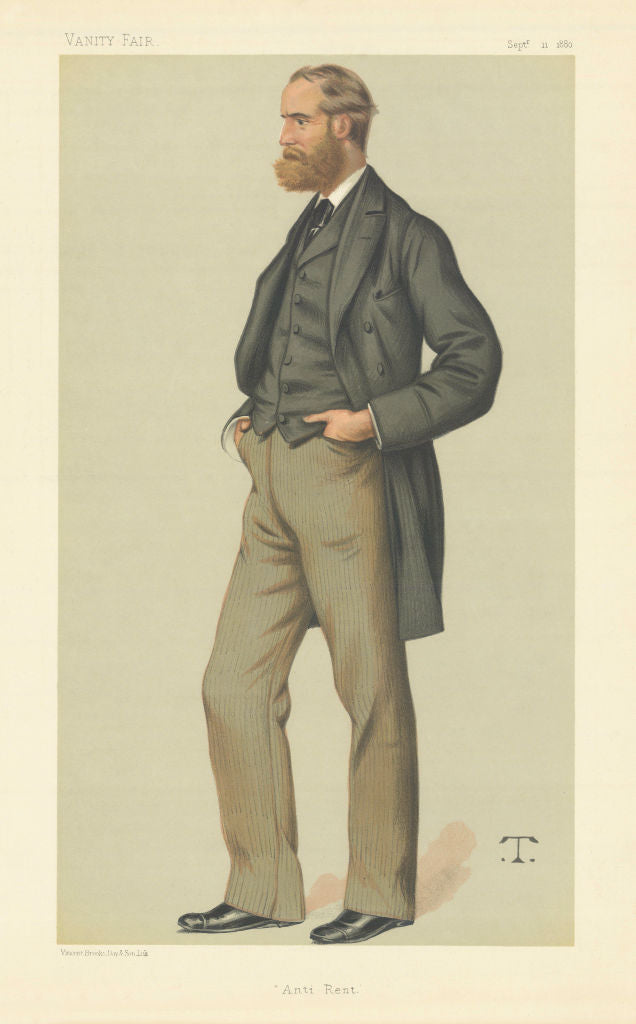 VANITY FAIR SPY CARTOON Charles Stewart Parnell 'Anti Rent' Ireland. By T 1880